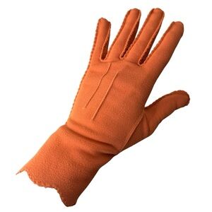 KAYSER Vintage Tea Gloves Orange Nylasuede Microsuede 50’s 60’s Scalloped Sz 6.5